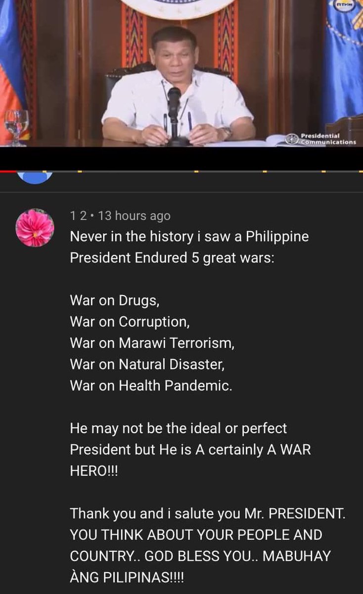 yajelala's tweet photo. Did you ever see how good he is?
He is making every effort to help and fight this pandemic. So please, listen and stay at home!

👉Tonight with Rodrigo Duterte https://t.co/FLNHRI0Pdm