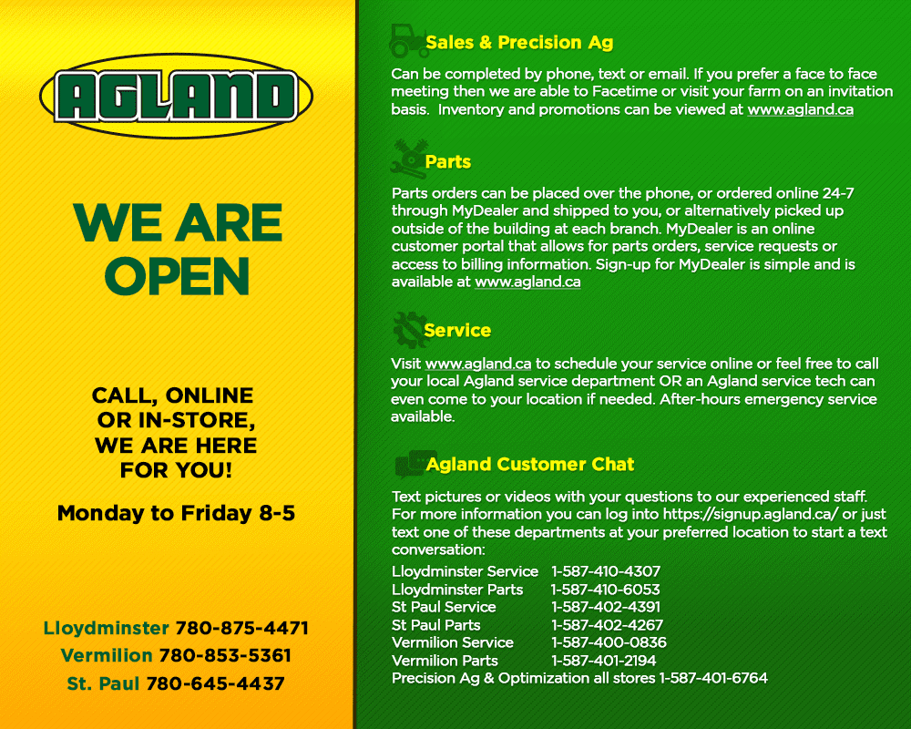HorizonAgTurf's tweet photo. We are open to serve you!  If you prefer not to enter the building we have other options available for you.  Stay safe #safetyfirst #covid19 #parts #service #essential #farming #plant20 https://t.co/TNOxb2pXrA