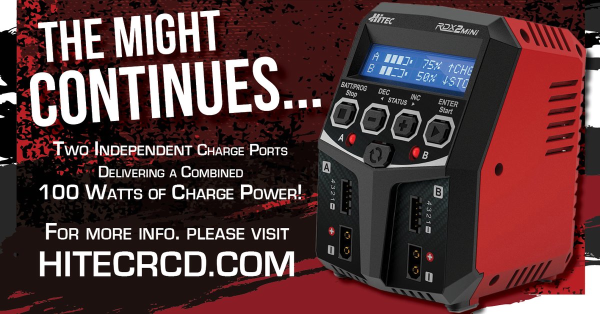 HitecMultiplex's tweet photo. Our RDX Battery Charger line offers an array of efficient, sleekly-designed chargers for all discerning hobbyists. The new RDX2 Mini is a 2-channel charger,  with independent circuits which allow the user to charge two batteries simultaneously, regardless of chemistry or capacity https://t.co/Etr3olIdq8