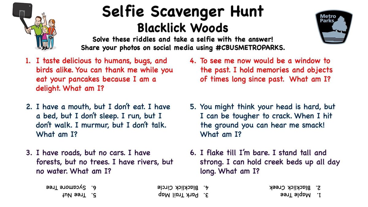 Spend some time outdoors on these sunny days! Here’s a scavenger hunt to do at Blacklick Woods or any metro park!☀️🍃🚵🏻‍♂️