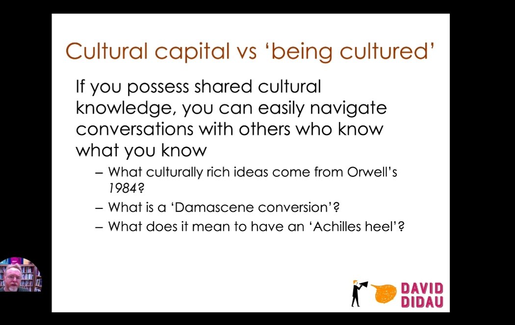 MissBKBrown's tweet photo. Enjoyed some teatime CPD watching thought provoking presentations from @m_chiles @MrsSpalding @DavidDidau via the #ResearchEdDurringtonLoom virtual event - 27 CPD opportunities available for free! Thanks @DanielleMF for the recommendation https://t.co/OS8g3kTXZ9