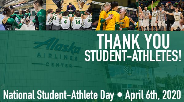 Today is #NationalStudentAthleteDay! We're thankful for all the amazing #UAA athletes that excel in the classroom and in sport. Keep on keepin' on, and we'll see you guys next season! #UAStrong #Anchorage <a href="/UAASeawolves/">UAA Seawolves</a> <a href="/GymnasticsUaa/">UAA_Gymnastics</a> <a href="/UAAMBB/">UAA Men's Basketball</a> <a href="/UAAWBB/">UAA WBB</a> <a href="/UAAVolleyball/">UAA Volleyball</a> <a href="/UAAHockey/">UAA Hockey</a>