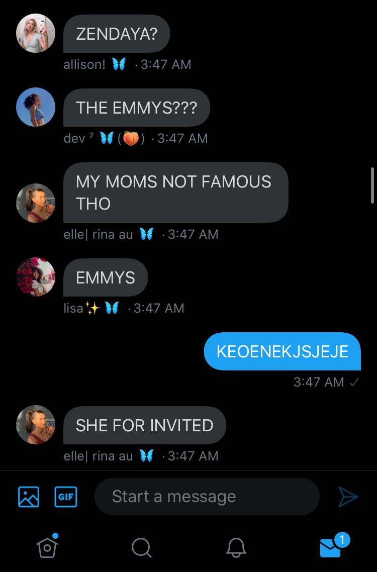 but it’s okay she’s not rich, she seen Timotheé Chalamet once and didn’t say hi cuz “it would be weird” and her MOM MET ZENDAYA AT THE EMMYS TO WHICH SHE WAS FREAKING INVITED TOO!!