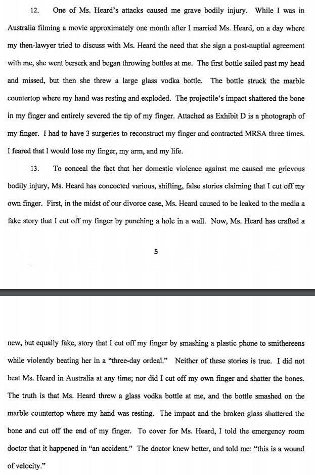 Johnny's recollection about the Australia incident during a 2018 deposition in his legal case against his former law firm. This is concurrent with his version of events, corroborates his claim that he lied to people about how he received his injury.