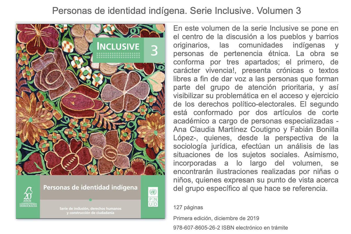 AnaClau89's tweet photo. Les comparto la versión electrónica de un libro en el que participé con un artículo sobre pueblos indígenas/participación política/medidas compensatorias, que hice mientras fui Defensora Pública Electoral para PueblosIndígenas. Ojalá les aporte algo a la discusión. Besos. https://t.co/qBMo02QDC9