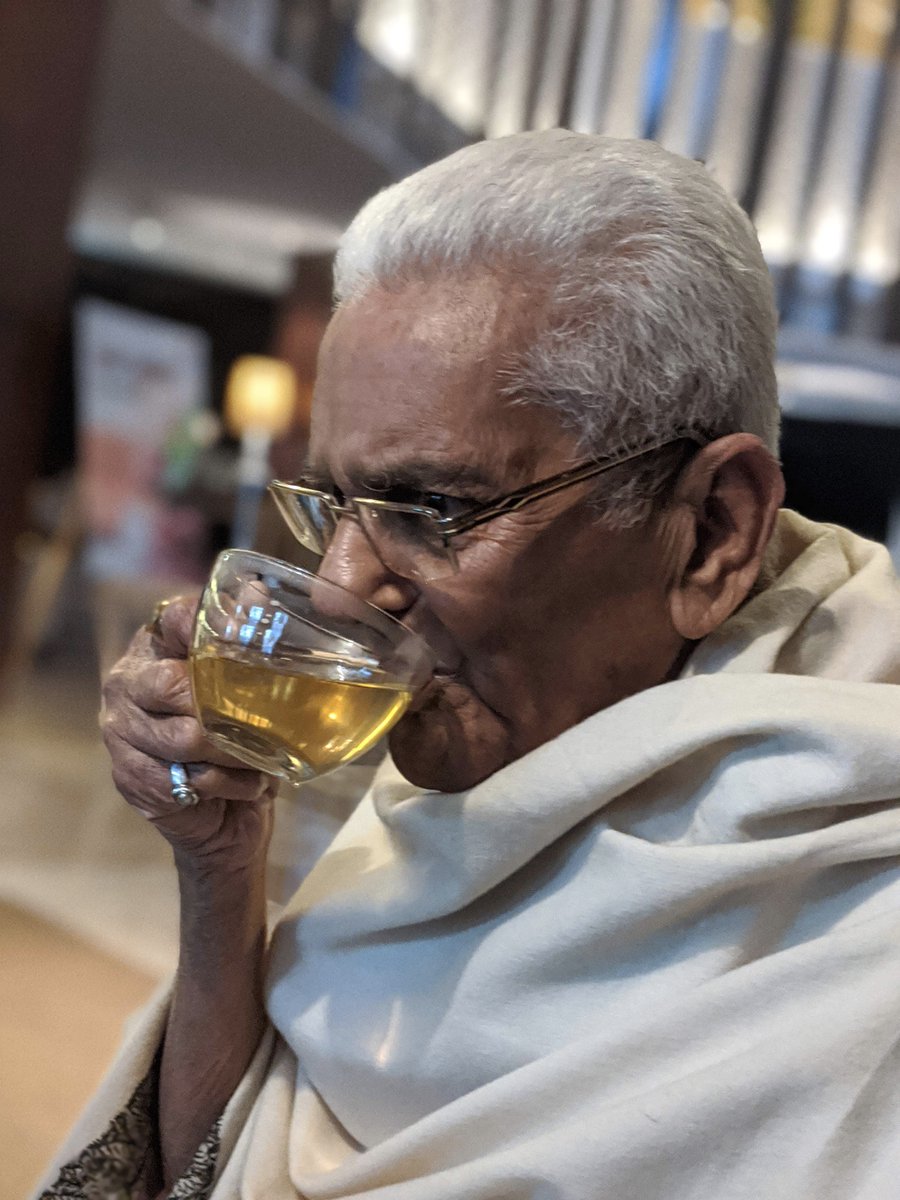 At a hotel recently, I took him to a fancy tea room where he wanted to have “chinese tea” -- all his life he’s only ever had the regular indian “chai”. Didn’t like it, so here he is trying to file a formal grievance.