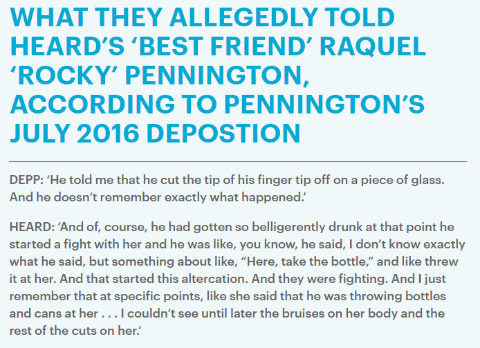 Amber's friend Raquel Pennington's claims of what they told her about the incident