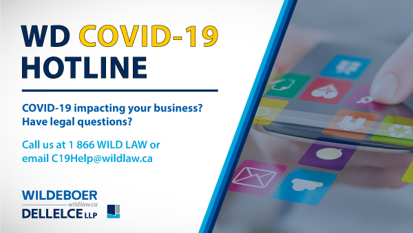 wildlaw's tweet image. We’re here to help! Contact our WD COVID-19 Hotline today with your legal questions. Learn more at bit.ly/2QJpMd8 #corporatelaw #businesslaw #torontolawyers #COVID19