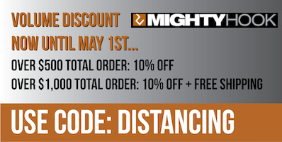 HookMighty's tweet photo. In the spirit of Social Distancing, Mighty Hook is offering a sale on volume purchasing. 
Discount Code is “DISTANCING”:
> Over $500 total order: 10% OFF
> Over $1,000 total order: 10% OFF + Free Shipping
#hooks #racks #sale https://t.co/X98sx3mliS