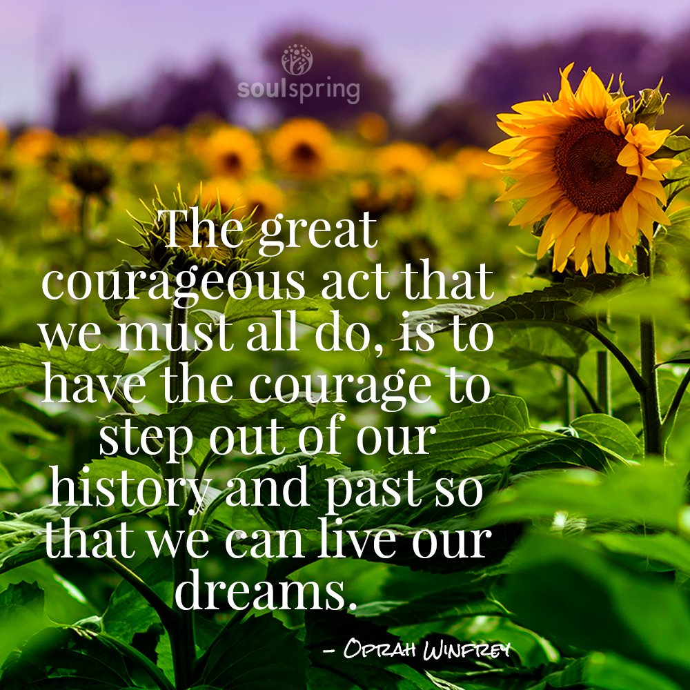 SoulSpringLife's tweet photo. The great courageous act that we must all do, is to have the #courage to step out of our history and past so that we can live our dreams.#OprahWinfrey #soulspringlife https://t.co/39WLsXtFZe