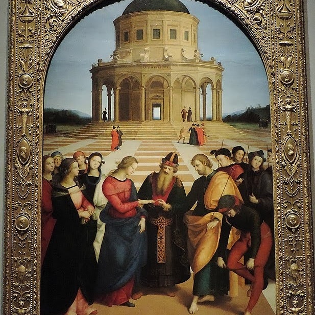 Raphael or in italian Raffaello Sanzio, died 500 years ago (6th April 1520). In Milan we have one of the most beautiful works of art made by him during his youth: "the marriage of the Virgin". The photo is from my archive. #raphael #raphaelanniversary #raffaellosanzio #raffaello