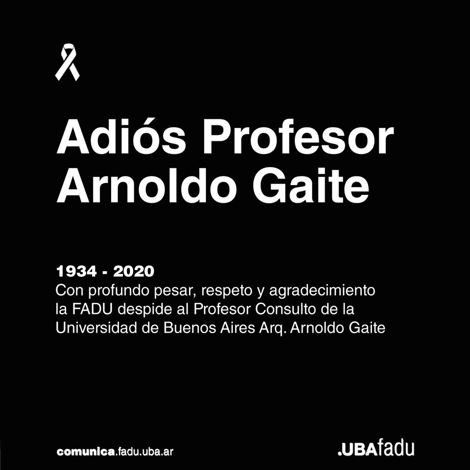 FaduComunica's tweet photo. La FADU despide con profundo pesar, respeto y agradecimiento al Profesor Arq. Arnoldo Gaite de la @UBAonline

https://t.co/3lviREYcNd https://t.co/SpNMEB7PO3