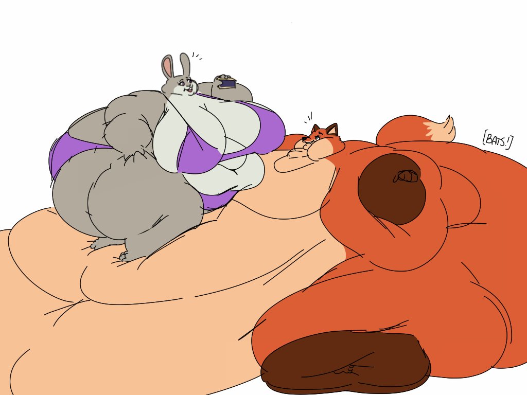 This time a commission of a fat Judy feeding an fatter Nick. 