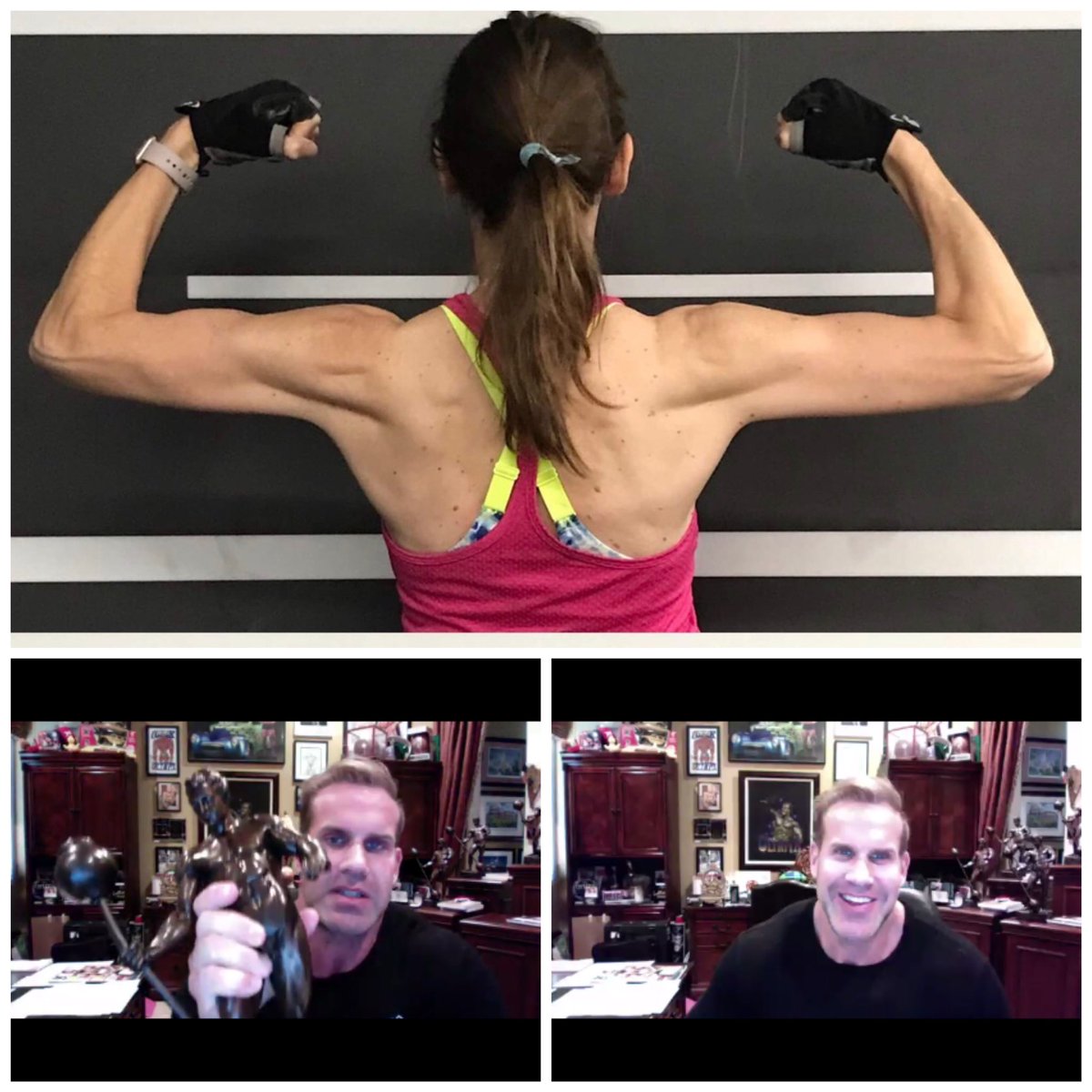 Striking a pose for 4x #MrOlympia <a href="/mrojaycutler/">Jay Cutler</a>‼️
#GoTeamPig 🐷 Jay joined <a href="/ErictheTrainer/">ᴇʀɪᴄ ᴛʜᴇ ᴛʀᴀɪɴᴇʀ</a>’s #LordOfTheJungle 🆓 online workout this morning‼️ 
Dang proud ~
for a 55yo Mom of 4
~ in my fitness journey‼️
💃🏼💪🏼🔥🏆