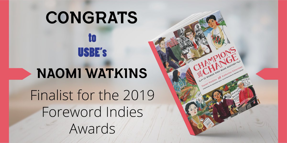 UTPublicEd's tweet photo. Congratulations to USBE's new Secondary ELA Specialist Dr. Naomi Watkins! She is a published author, and her book Champions of Change is a finalist for the 2019 #ForewordIndies Awards. Winners announced in May.
Check out https://t.co/6ZerY99KHk for more info! #UTed #UtahReads https://t.co/ZR02JBjj3N