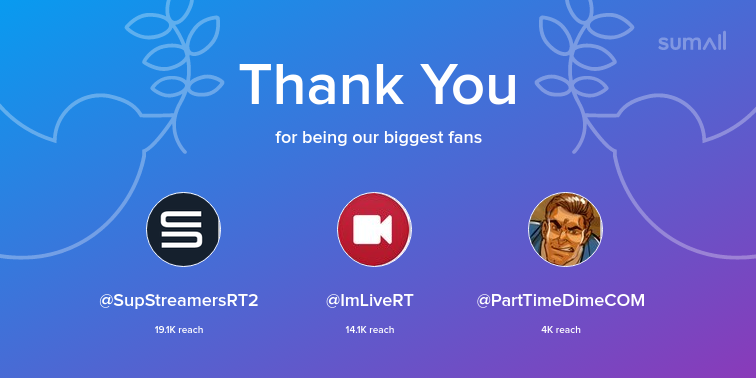RelentlessCG's tweet photo. Our biggest fans this week: SupStreamersRT2, ImLiveRT, PartTimeDimeCOM. Thank you! via https://t.co/m41igvJWih https://t.co/qfkuBVyQbq