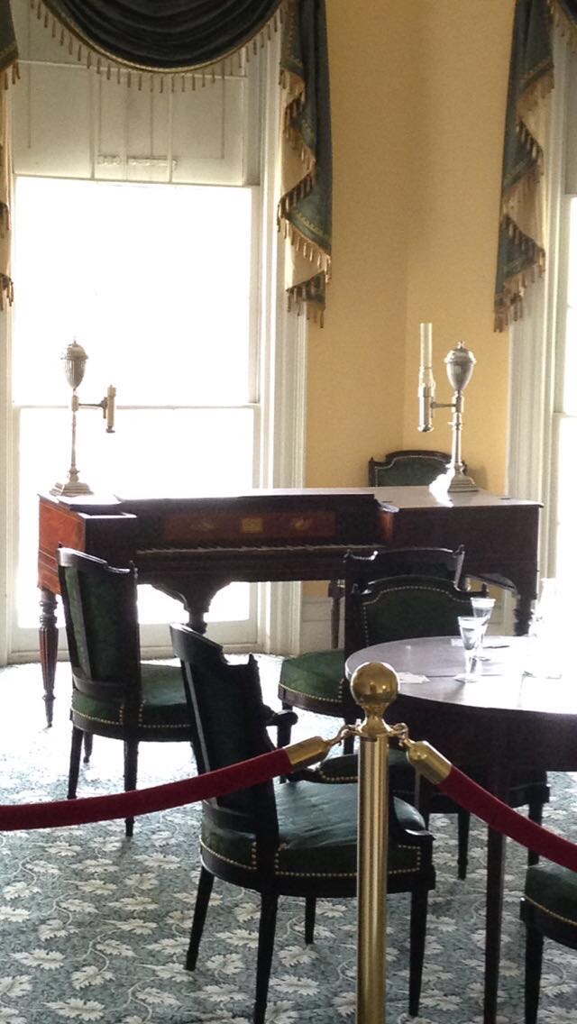Angelica loved to play the piano throughout her life. Her siblings remembered her playing it often. Sometimes her father accompanied her and they sang together. Pictured below is her piano––the piano her aunt sent from London, now at  @HamiltonGrngNPS.