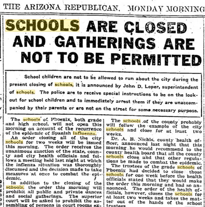 a twist.. January, 1919... Schools closed again because of flu recurrence.