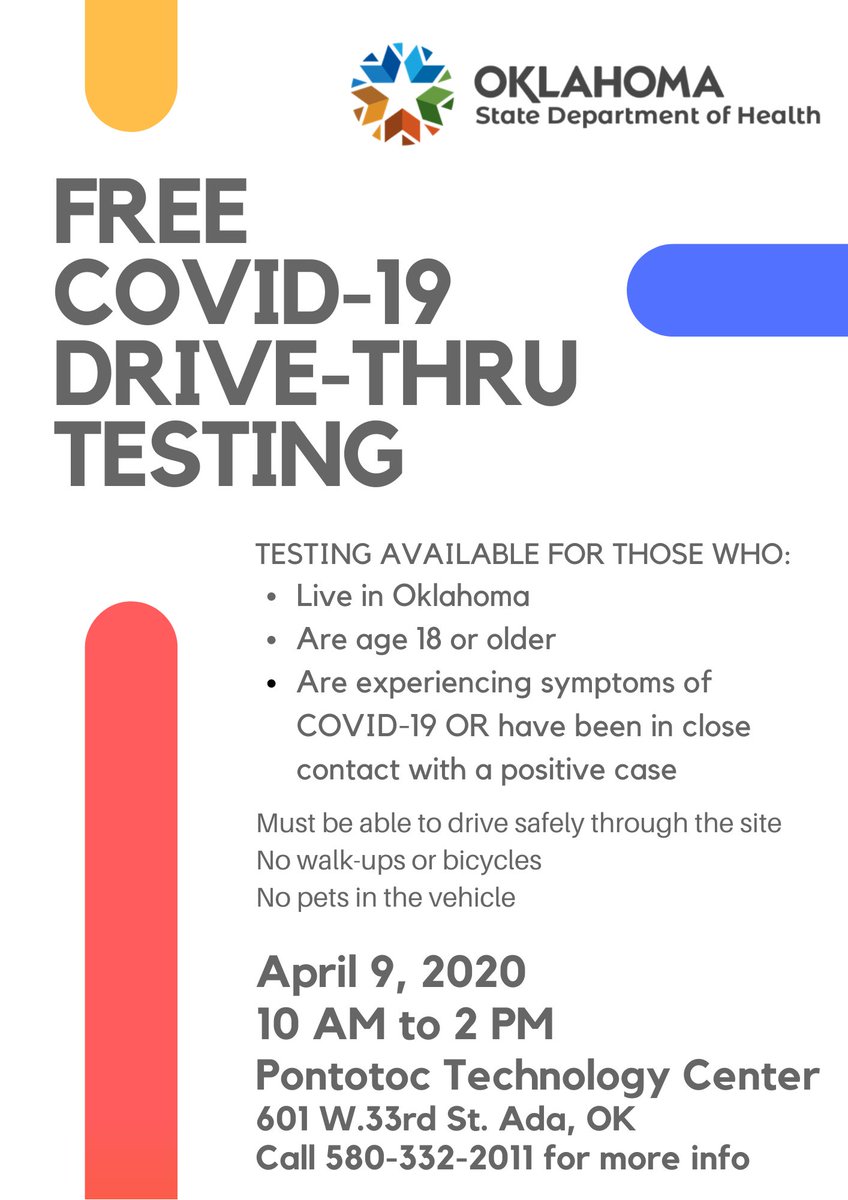 FREE COVID-19 DRIVE-THRU TESTING
Thursday, April 9, 2020.