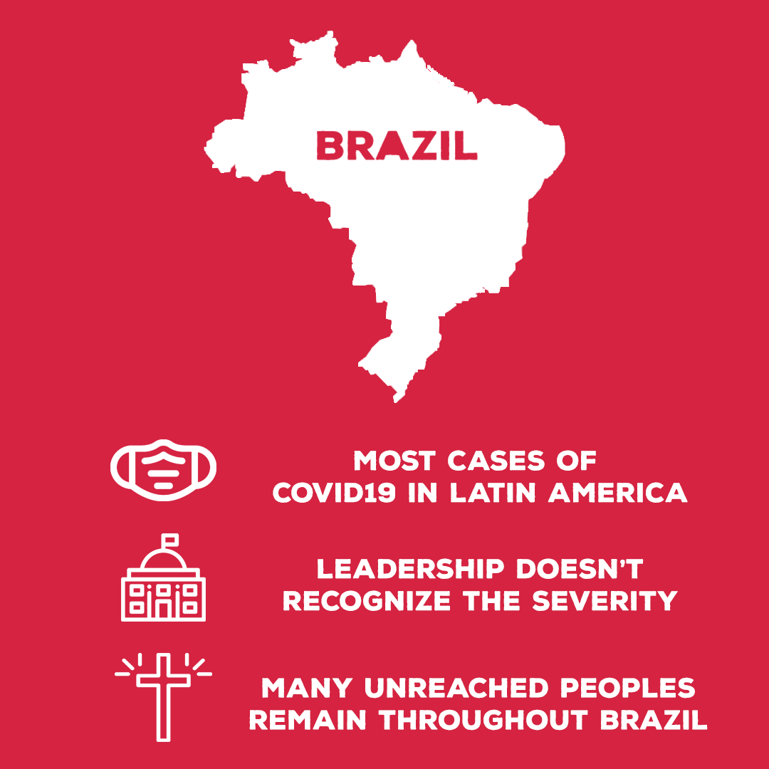 SendRedeemer's tweet photo. Please be praying for Brazil in the following ways:

1. That the Brazilian government would take necessary actions in this crisis
2. For Brazilian churches to promote physical and spiritual health
3. For the Gospel to move toward the remaining unreached people groups of Brazil https://t.co/TnyRDt1CKQ