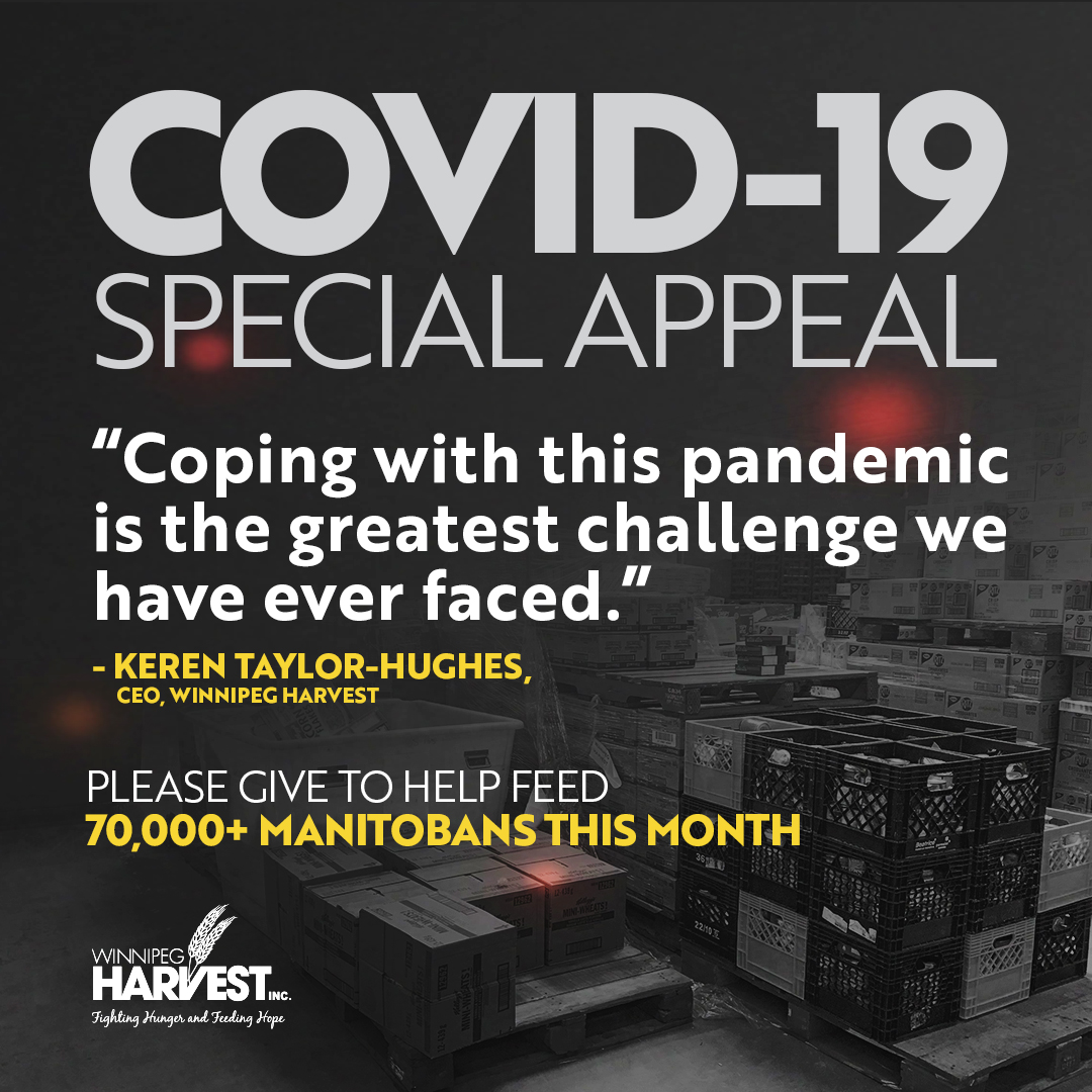 Coping with this pandemic is the greatest challenge we have ever faced. You can help us keep feeding hungry Manitobans by visiting WinnipegHarvest.org/COVID-19 to make a monetary donation or apply as an emergency volunteer. PLEASE RT TO SPREAD THE WORD