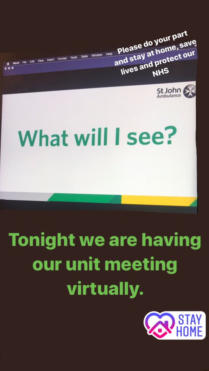 SJA_EG's tweet photo. Tonight we are having our unit meeting virtually! #StayHome #StayHomeSaveLives #Covid_19 #StJohnPeople #mysjaday https://t.co/mwlAQfVq0A