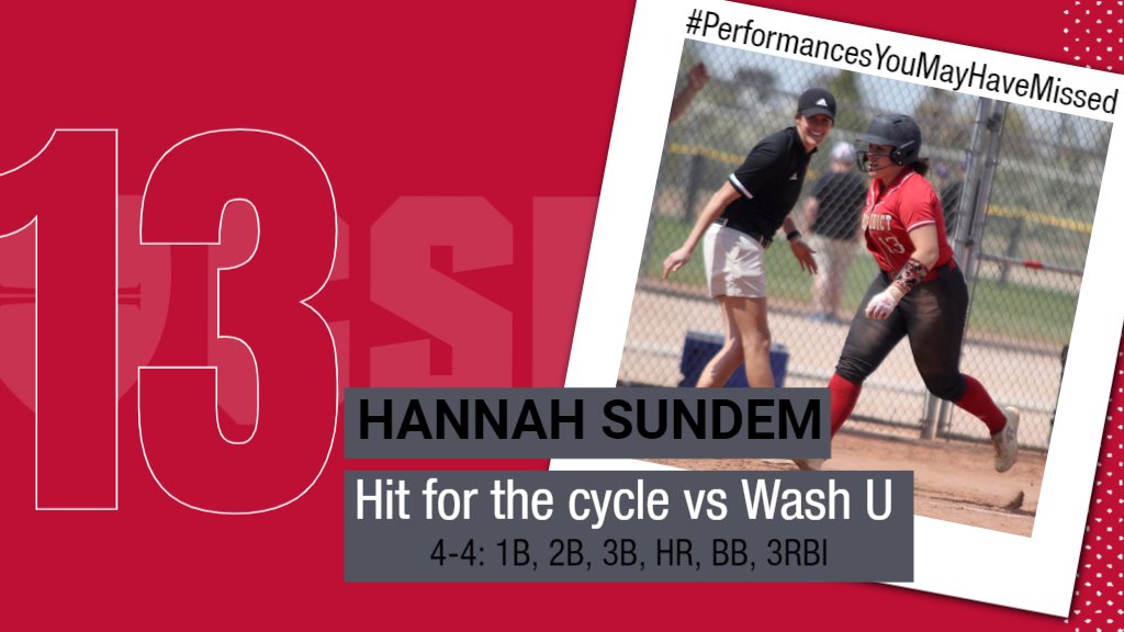 CSB_Athletics's tweet photo. One #PerformanceYouMayHaveMissed came in the @CSBSoftball team's wild 10-9, 8-inning win over Wash U. First year Hannah Sundem hit for the cycle to help CSB hold on for the win #BennieNation https://t.co/n4wFXhMF8k https://t.co/VkjyUjtiPz