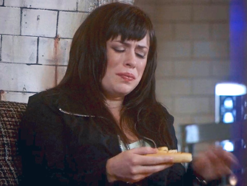 crying while eating pizza i relate so hard