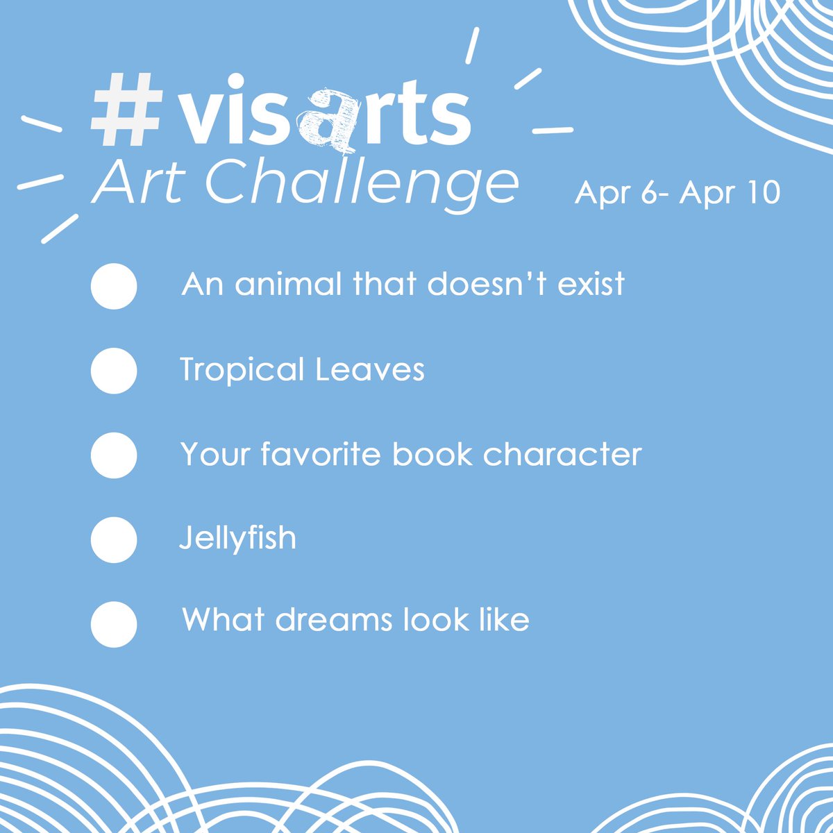 Daily Drawing Prompt #1 for this week! Creating an animal that doesn’t exist! Use your imagination and see what kind of creatures you think would be cool to see in real life. 
Keep on using the hashtag #visartsconnects on your posts to share your designs!