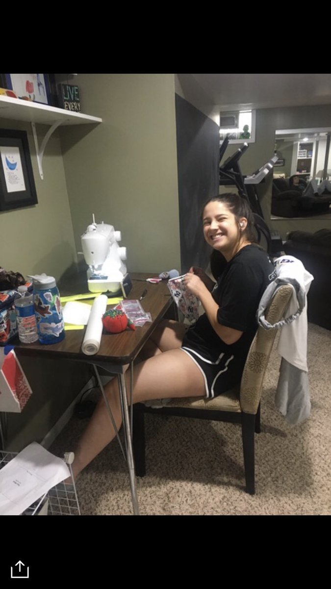 LHSStudentUnion's tweet photo. DAY 22:
Student Union rep Serena Brown has been sewing masks at home and dropping them off at Joann Fabrics for them to be sent to nurses and doctors in the area where there is a shortage. Thank you Serena!!! #spread+ https://t.co/kP1yrKcrnA