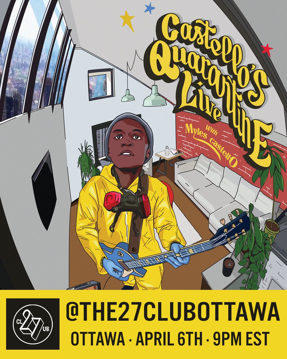 The 27 Club (@the27clubottawa) on Twitter photo Tonight.
Castello’s Quarantine Live w/ Myles Castello.
Performing via Instagram live from our account (<a href="/the27clubottawa/">The 27 Club</a>) at 9PM EST. Tonight.
Castello’s Quarantine Live w/ Myles Castello.
Performing via Instagram live from our account (<a href="/the27clubottawa/">The 27 Club</a>) at 9PM EST.