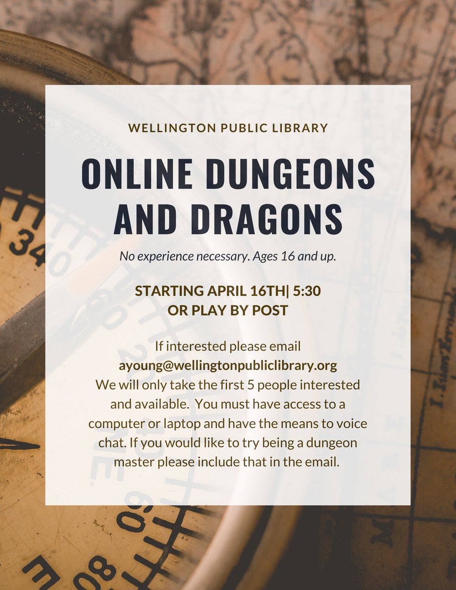 WellyPubLib's tweet photo. Join the library's new online D&amp;D group! https://t.co/mIwQLlXjZ3