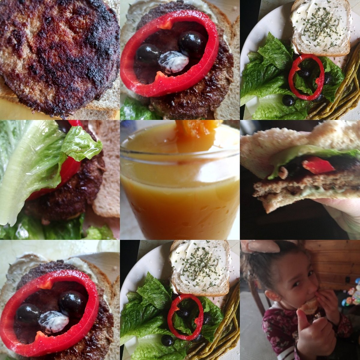 DoreneShaver1's tweet photo. Made a very #healthy n #delich #lunch for the #kids #turkeyburgers on wheat bread with #romiane n #olives #balsamic #redpepper n #side of #aspragus with #fresh #oj to wash it down ummm #myownrecipes https://t.co/g2eAfKBH4h