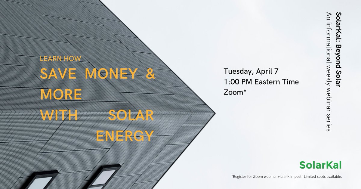 Join SolarKal's #leadership team tomorrow to explore ways your business can #save with #solarenergy. Reserve your spot now: bit.ly/2yFwDy3 #renewables #sustainability #B2B