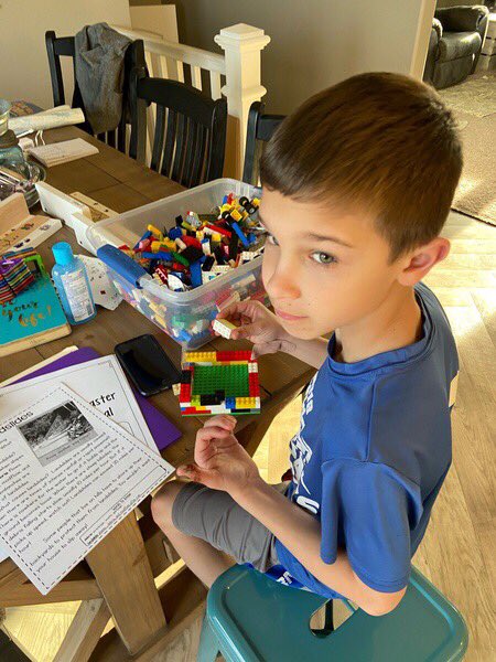 NENprincipal's tweet image. Lego flood shelter creation by Wyatt! Poor guy hurt his thumb but worked through the pain for his teacher... #grit #weatherproject