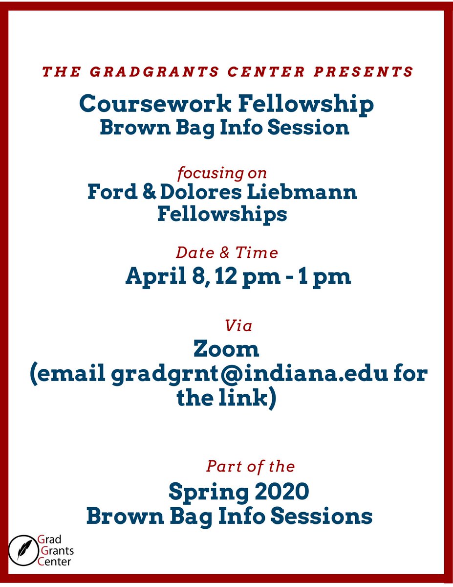 On April 8, 2020 at 12 pm, our office will host a Coursework Fellowships Brown Bag info session, focusing on the Ford Foundation and Dolores Liebmann Fellowships. We will discuss due dates, submission systems, eligibility requirements, application components, and common pitfalls!