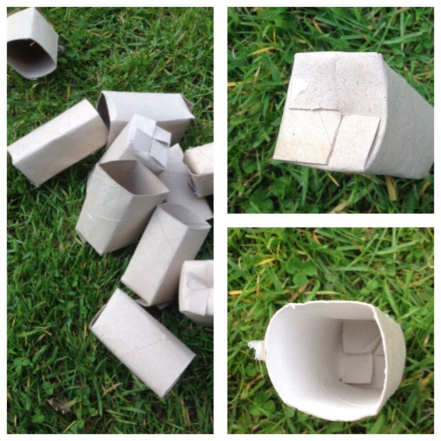 Loo Rolls -Save those cardboard inners. Cut 2 cm and fold the bottoms over to make a pot. Great for growing peas, beans and sweetcorn that have long roots. Once your seeds have grown and you have a 3-5 cm plant, plant the whole tube in a bigger pot or in the ground. 2/11