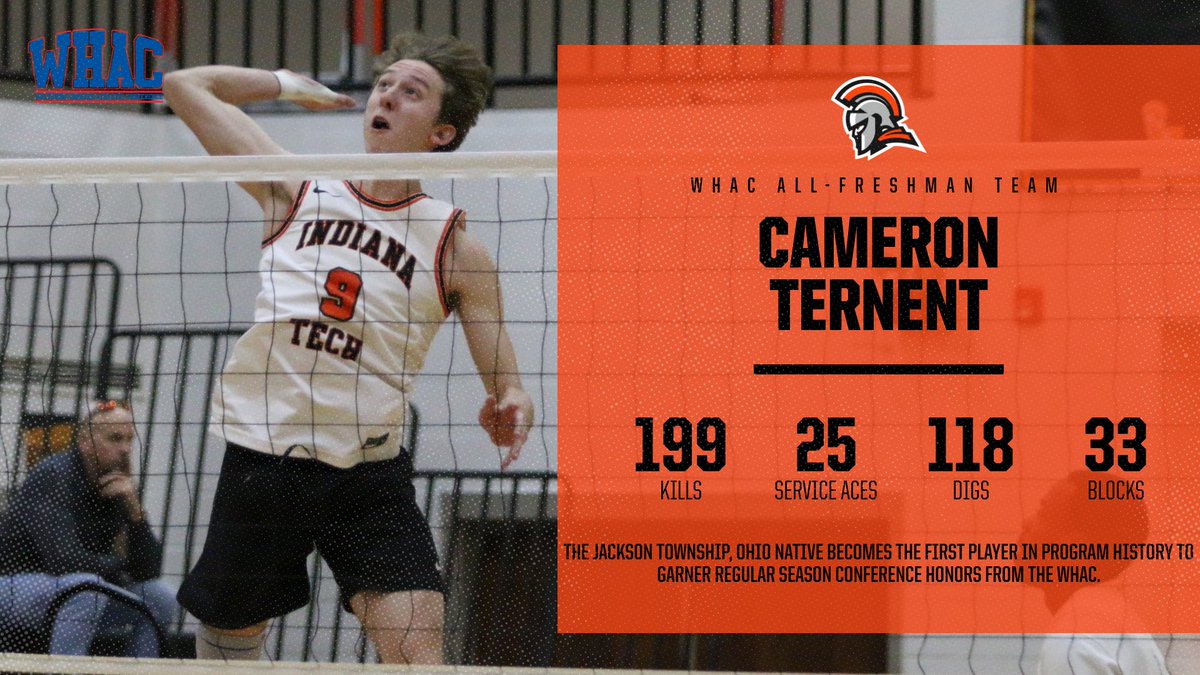 Congrats to @INTechMVB Cameron Ternent (@camtern18) on earning @WHACAthletics All-Freshman Team honors! #TechYeah #WinIT #ThatsWHAC #BuildIT indianatechwarriors.com/news/2020/4/7/…