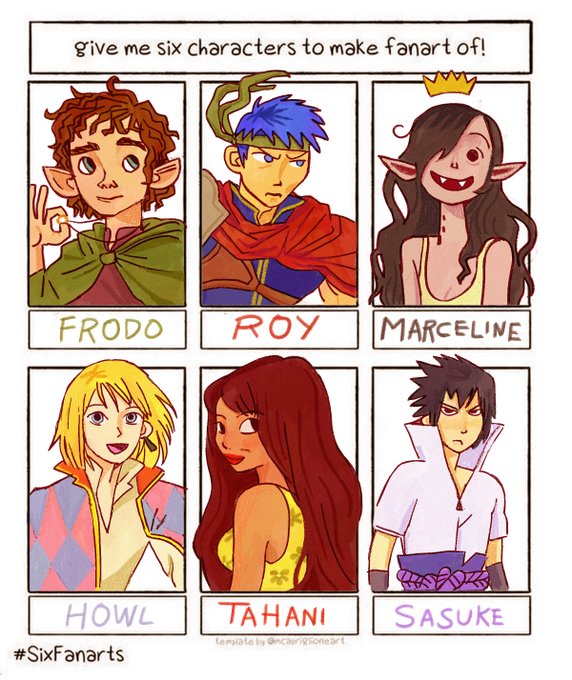 this was fun!! thank you to everyone who submitted characters i can't wait to do this again!! #SixFanartsChallenge #sixfanarts 