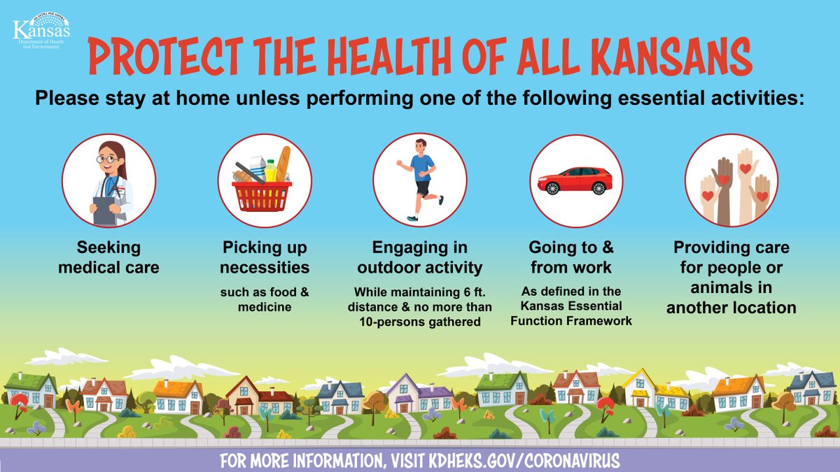 KDHE's tweet photo. The sacrifices are real, but together we can do hard things. Thank you for doing your part to keep all Kansans safe & healthy. Have questions about the Stay at Home order? Check out @GovLauraKelly's FAQs: https://t.co/chE142SJst #TogetherUsAll #StayHomeKansas #SaferAtHome https://t.co/ulSxWp67fm