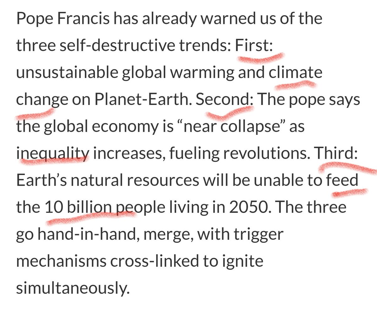 34)1. Climate Change 2. Inequality 3. Overpopulation