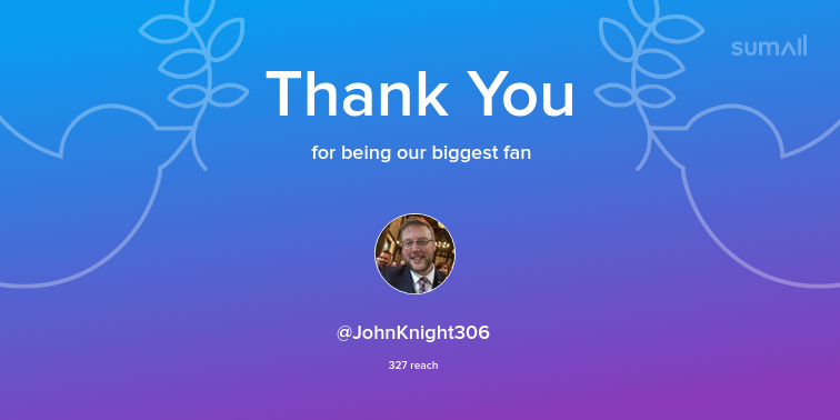 Our biggest fans this week: JohnKnight306. Thank you! via sumall.com/thankyou?utm_s…