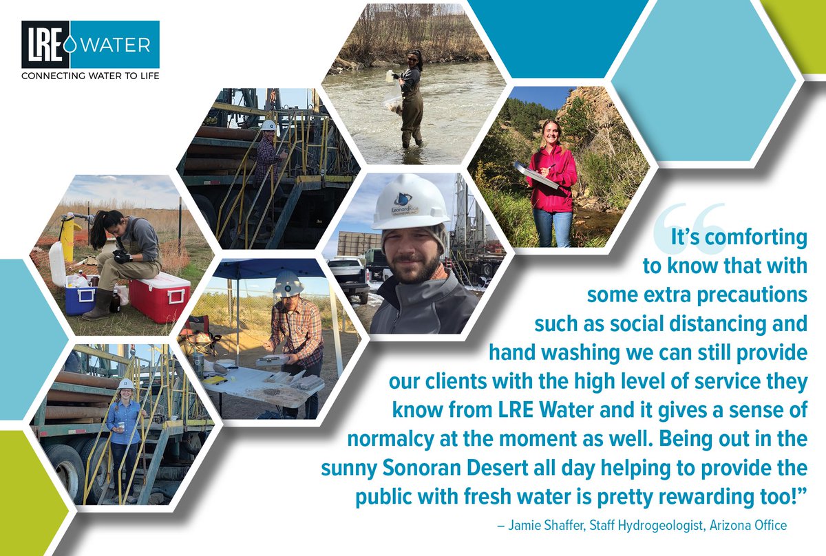 LREwater's tweet photo. We are proud of our dedicated staff members who are still out in the field providing water well drilling oversight, testing services, and other important observations while practicing social distancing measures and excellent hand washing/hygienic habits. #connectingwatertolife https://t.co/UVyTtCyirZ