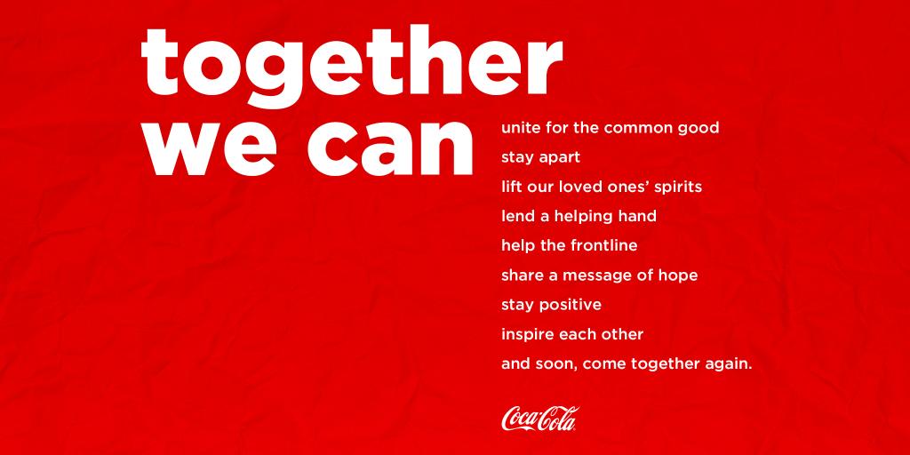 CocaCola's tweet photo. Together we can do more than any one of us alone. ❤️ https://t.co/cf1lVHw0i8
