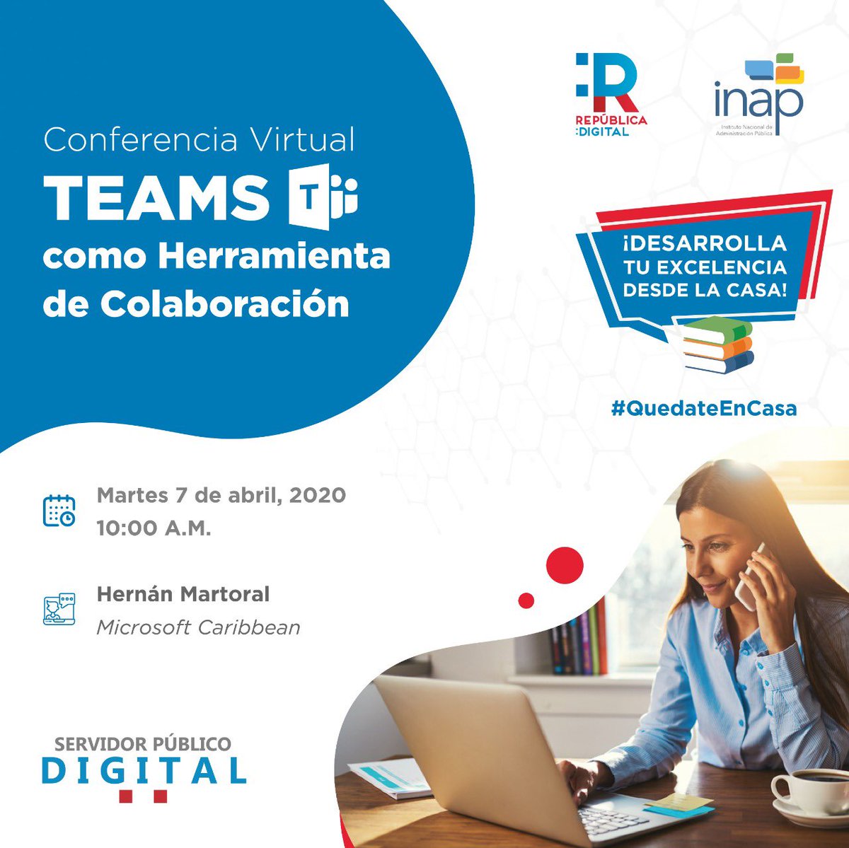 RepDigitalDO's tweet photo. No te pierdas la interesante conferencia en línea  "Teams como herramienta de colaboración". 

El experto Hernán Martoral de Microsoft Caribbean, disertará sobre esta herramienta de colaboración diseñada por @Microsoft para impulsar la productividad de los equipos de trabajo. https://t.co/5ExFIL3yAm