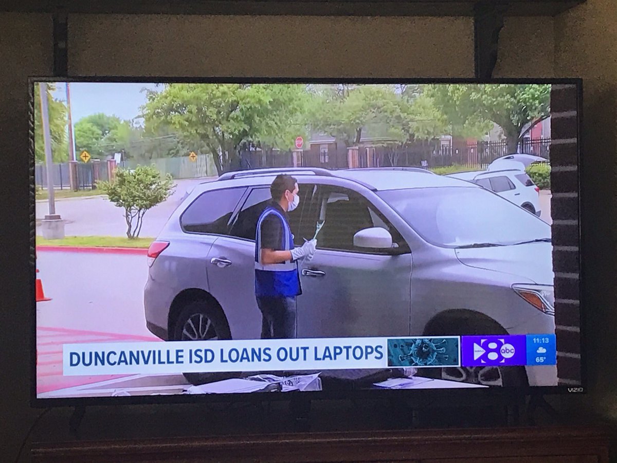 CShawntee's tweet photo. The first round of families came out today for loaner Chromebook devices. We are setting our students up for success! We will be deploying tomorrow too to approved students. Thanks Channel 8 for the @dvilletech story! #onlinelearning https://t.co/xgHJSTDD7q