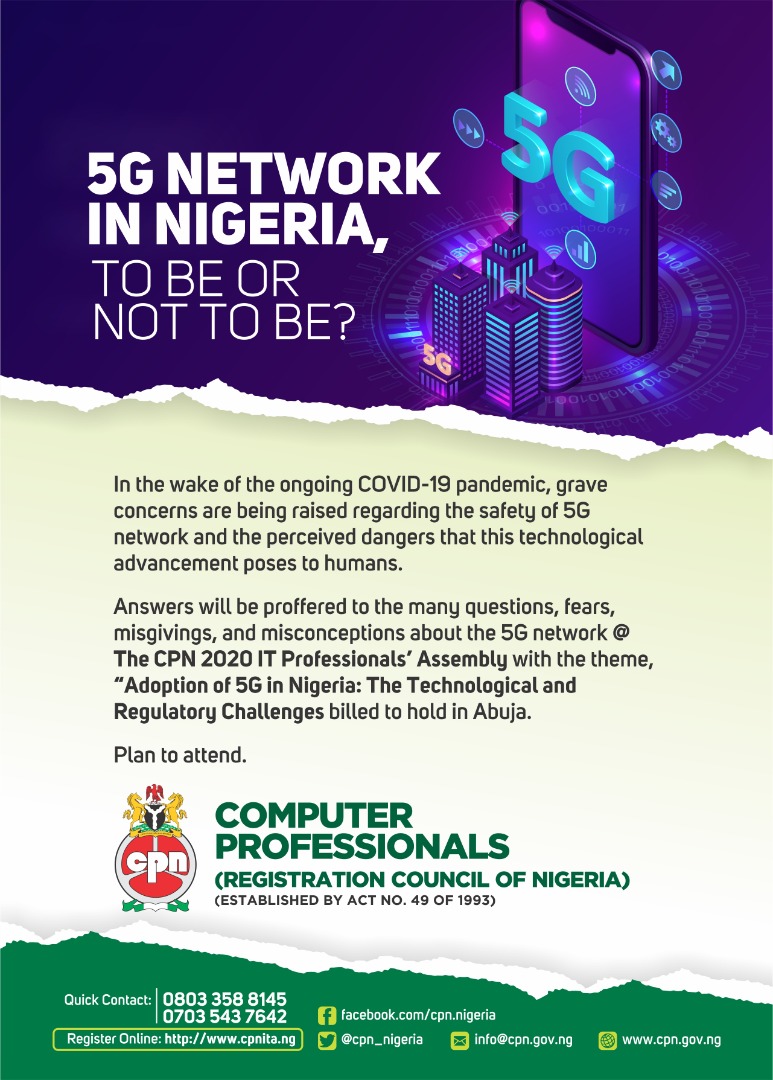 youngdestinya's tweet photo. Please Plan to attend this important event and hear from industry stakeholders, experts and academia. Fears, misgivings, and misconceptions about the 5G network will be deliberated and exhausted.
#5Gtechnolgy #ComputerProfessionals #COVID19 #Coronavirus https://t.co/aaf71GW1OJ