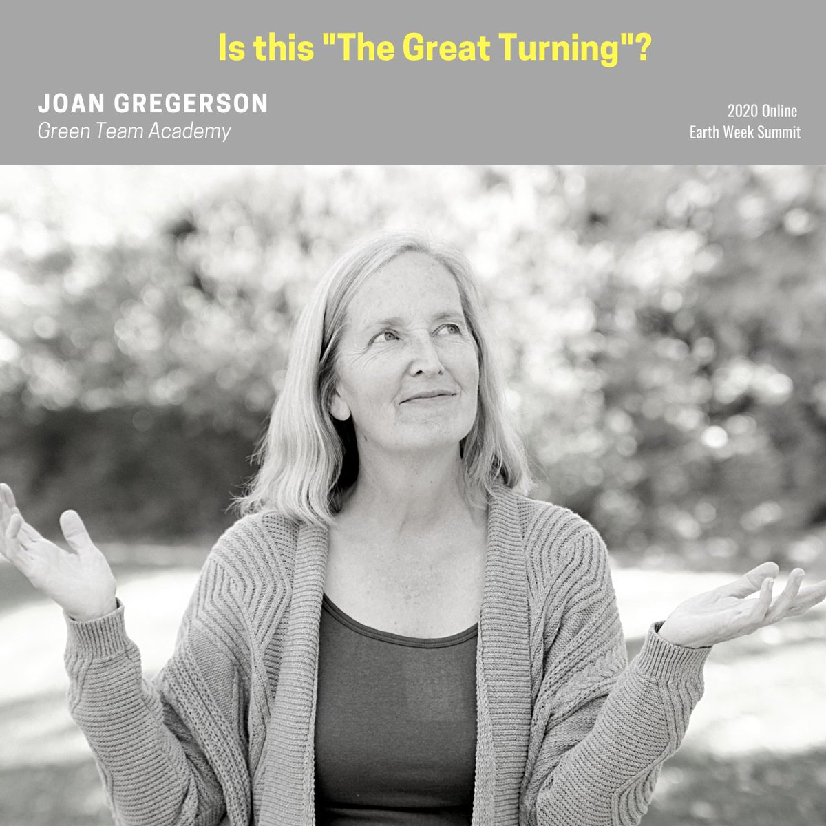 GreenTeamAcade1's tweet photo. Meet our #earthweeksummit speakers! We’ll hear from Joan Gregerson, Zuza Bohley about @joinUN75, and Dr. Thomas Rashad Easley (@rashadeas) at our summit kickoff on Friday, April 10! What topic are you most excited to hear about? https://t.co/JQI7P4WS4N