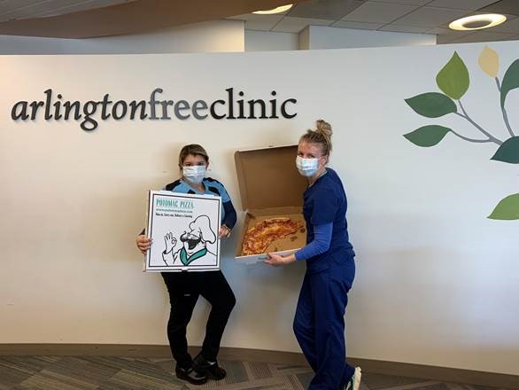 Thank you so much to <a href="/potomacpizza/">Potomac Pizza</a> for their delicious lunch delivery today, and to all the GoFundMe contributors who are helping them serve food to essential workers in the area! #CatchingKindnessAFC