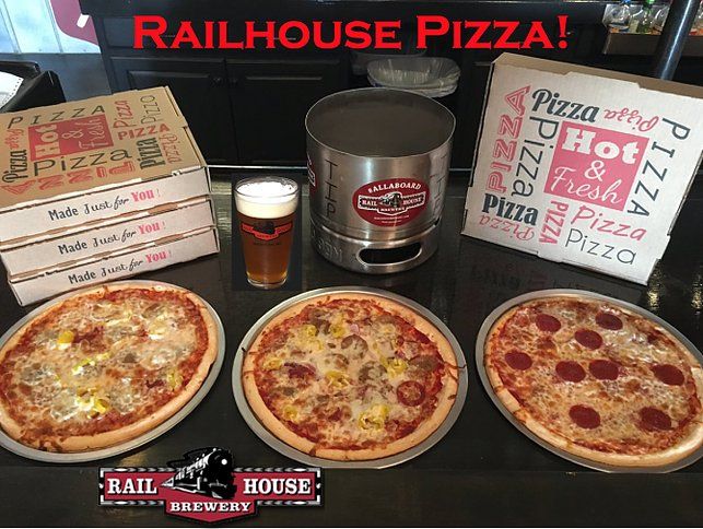 Railhouse #Pizza REMINDER that the Monday special is 50% off food for #activemilitary (with ID)! We're open noon till 7 pm everyday. #Callinorders only 910-783-5280 #curbsidedelivery only at this time. #Callahead and we will have ready for you to drive on up! 🍕  #pubfood